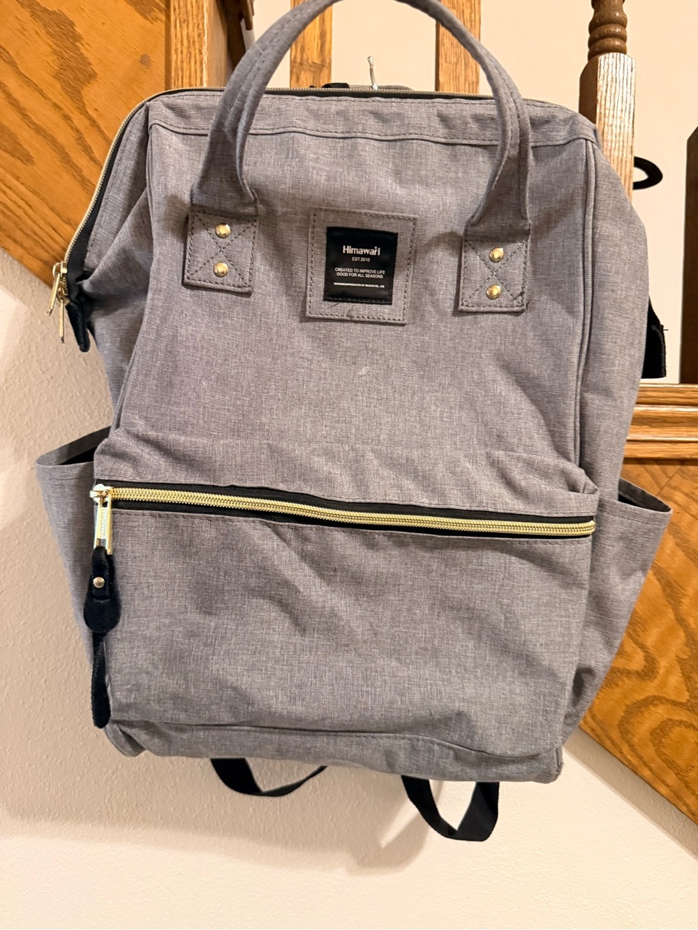 Himawari Gray Multi-Pocket Backpack Travel Work School Bag